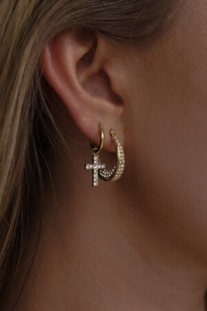 Cross-Strass-Earring-Gold
