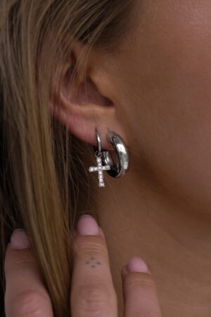 Cross-Strass-Earring-Silver
