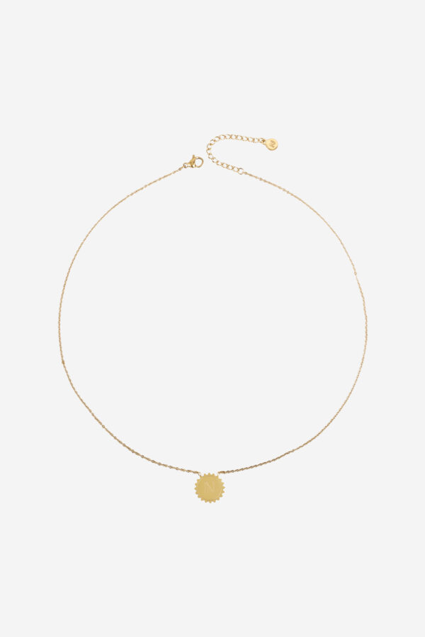 Initial-Coin-Necklace-Gold