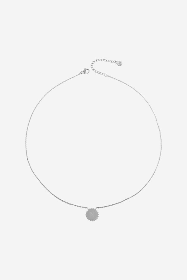 Initial-Coin-Necklace-Silver