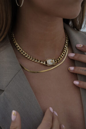 Link-Neckalce-Strass-Claspe-Gold