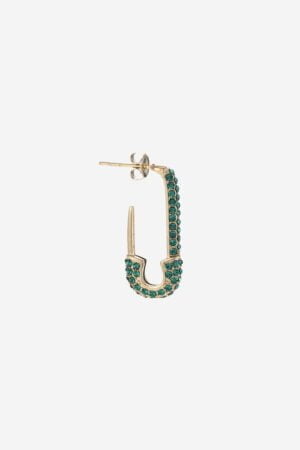 Green-Safety-Pin-Single-Earring-Gold