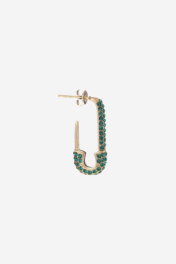 Green-Safety-Pin-Single-Earring-Gold