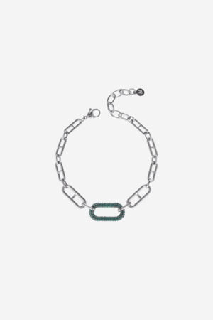 Green-Strass-Link-Bracelet-Silver