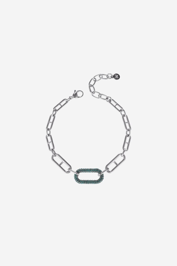 Green-Strass-Link-Bracelet-Silver