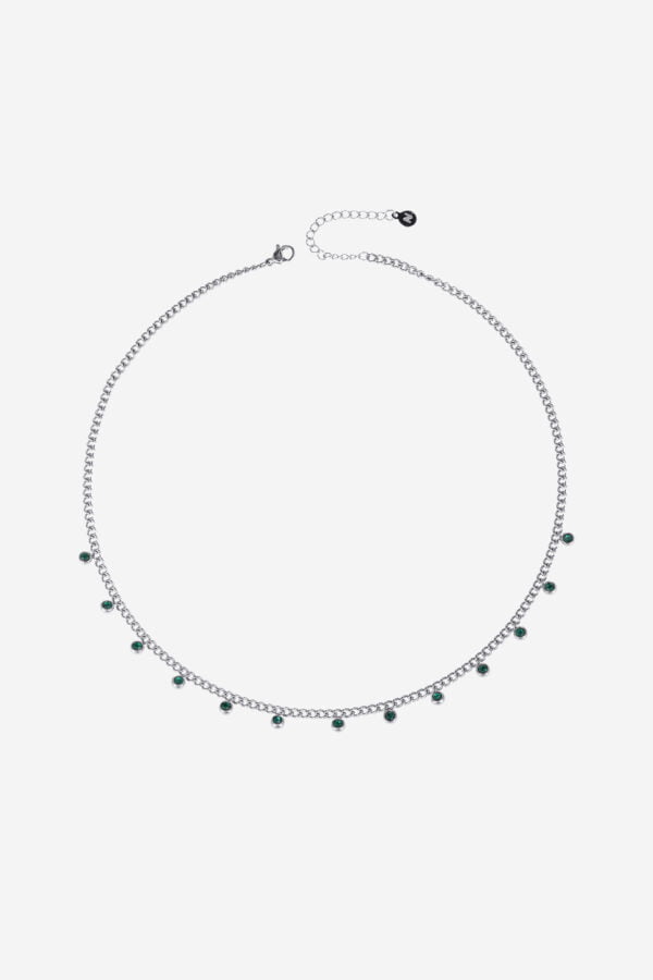 Green-Strass-Single-Necklace-Silver