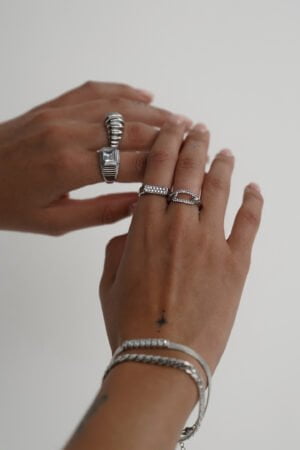 Strass-Bar-Ring-Silver