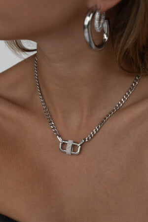 Oval-Strass-Necklace-Silver