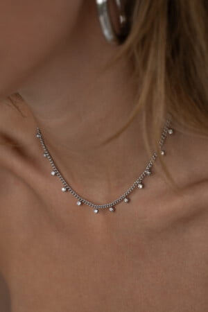Strass-Single-Necklace-Silver